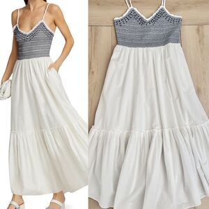 NWT Ramy Brook Lucia White Maxi Dress 100% Cotton Size XL / Ethereal Festival